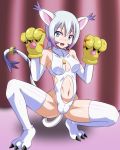  4:5 animal_humanoid breasts cat_tail clothing digimon digimon_(species) female gatomon gloves handwear heigani humanoid solo 
