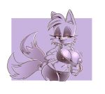  abstract_background alternate_costume anthro breasts canid canine clothing_swap crossgender digital_media_(artwork) exposed_breasts female flashing flashing_breasts fox hi_res makeup mammal miles_prower missphase mtf_crossgender multi_tail nipple_slip nipples purple_background simple_background sketch solo sonic_the_hedgehog_(series) teasing 