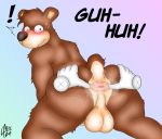  ! absurd_res anthro anus balls banjo-kazooie banjo_(banjo-kazooie) blue_eyes blush bodily_fluids brown_body brown_fur butt butt_grab disembodied_hand english_text fur genitals hand_on_butt hi_res looking_at_viewer looking_back male mammal miscellanea404 musk nervous penis rareware shocked signature simple_background solo spread_anus spreading sweat sweaty_anus sweaty_butt text ursid video_games wet 