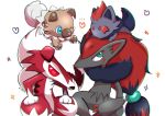  anthro black_body black_fur black_inner_ear canid canine claws feral fur grey_body grey_fur hair inner_ear_fluff lycanroc mammal markings midnight_lycanroc multicolored_body multicolored_fur nintendo one_eye_closed pink_nose pok&eacute;mon pok&eacute;mon_(species) ponytail red_claws red_hair red_inner_ear red_markings red_sclera rockruff saki_(artist) shoulder_tuft smile tuft video_games white_body white_fur white_hair wink zoroark zorua 