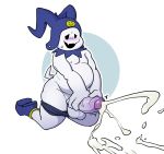  anthro artbyyellowdog atlus bodily_fluids cum foreskin genital_fluids genitals hi_res humanoid humanoid_genitalia humanoid_penis jack_frost_(megami_tensei) male masturbation megami_tensei penis solo uncut video_games 