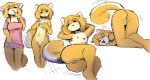  2020 absurd_res anthro areola ass_up black_eyes blonde_hair blush breasts butterscotch_(peargor) canid canine canis clothed clothing clothing_lift covering covering_breasts domestic_dog female finger_to_mouth genitals hair hi_res mammal open_mouth pussy shiba_inu short_hair simple_background solo spitz the-minuscule-task white_background 