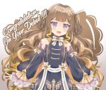  1girl anya_melfissa anya_melfissa_(1st_costume) artist_name black_dress blonde_hair blush breasts brown_hair detached_sleeves dress english_commentary english_text gradient_hair highres hololive hololive_indonesia long_hair looking_at_viewer medium_breasts multicolored_hair onikihsin open_hands open_mouth purple_eyes solo two_side_up very_long_hair virtual_youtuber 