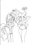  anthro archie_comics big_breasts bikini breasts bunnie_rabbot canid canine canis clothed clothing duo female fur hi_res lagomorph leporid lupe_the_wolf mammal monochrome navel predator/prey rabbit sonic_the_hedgehog_(archie) sonic_the_hedgehog_(comics) sonic_the_hedgehog_(series) superbunnygt swimwear wolf 