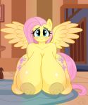  absurd_res anthro areola big_breasts blush breasts cogsfixmore equid equine female fluttershy_(mlp) friendship_is_magic hi_res huge_breasts hyper hyper_breasts looking_at_viewer mammal my_little_pony nipples nude pegasus solo wings 