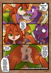  activision anthro anus blitzdrachin blush bodily_fluids breasts butt cervid clitoris close-up clothed clothing comic conditional_dnp dialogue dragon dress elora english_text feral genitals green_eyes mammal nervous one_eye_closed patreon presenting presenting_hindquarters purple_eyes pussy seductive spyro spyro_the_dragon sweat teasing text url video_games wings wink 