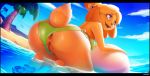  2020 alternate_version_at_source animal_crossing anthro anus ball beach beach_ball bikini bikini_aside bodily_fluids canid canine canis catcouch clothing clothing_aside cloud digital_media_(artwork) domestic_dog female genitals hi_res isabelle_(animal_crossing) mammal nintendo outside palm_tree pawpads pussy sea seaside shih_tzu sky solo sweat sweatdrop swimwear swimwear_aside toy_dog tree video_games water 