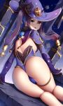  ass cameltoe garter genshin_impact mona_(genshin_impact) no_bra witch wsman 