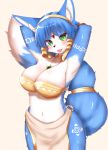  2020 accessory anthro areola areola_slip big_breasts black_nose blep blue_body blue_fur blue_hair blush bottomwear breasts canid canine cheek_tuft circlet cleavage clothed clothing cute_fangs dipstick_tail facial_tuft female fluffy fluffy_tail fox fur furgonomics glistening glistening_body glistening_fur glistening_hair green_eyes hair hair_accessory hairband hands_behind_head headband hi_res horokusa0519 huge_breasts inner_ear_fluff jewelry kemono krystal loincloth looking_at_viewer mammal markings multicolored_tail navel necklace nintendo portrait pupils raised_arm short_hair simple_background slit_pupils solo star_fox tail_accessory tailband three-quarter_portrait tongue tongue_out tuft video_games white_background white_body white_fur 