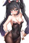  animal_ears bunny_ears bunny_girl genshin_impact mona_(genshin_impact) no_bra pantyhose sunhyun tail 