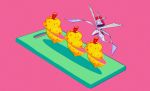  absurdres berry_(pokemon) commentary cutting_board film_grain gen_7_pokemon highres kartana no_humans pink_background pokemon pokemon_(creature) saiku_(zvlku) simple_background solo ultra_beast 