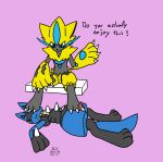  animal_genitalia animal_penis anthro blue_body blue_eyes canid canine canine_penis claws dated digital_media_(artwork) duo english_text erection female foot_fetish foot_on_face foot_play footjob fur genitals hi_res legendary_pok&eacute;mon looking_at_another lucario lying male male/female mammal nintendo on_back one_eye_closed paws penis pink_background pok&eacute;mon pok&eacute;mon_(species) red_eyes scs sex signature simple_background sitting smile text tuft video_games yellow_body zeraora 