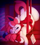  &lt;3 2020 3_toes bdsm bedroom_eyes bondage bound christmas eeveelution english_text female feral gag gagged hi_res holidays mammal narrowed_eyes nintendo one_eye_closed paws pok&eacute;mon pok&eacute;mon_(species) restrained ribbon_bondage ribbons seductive solo suspended_in_midair sylveon text thick_thighs toes video_games visionaryserpent wink 
