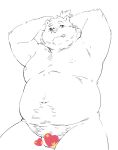  2020 anthro balls belly censored donabe genitals hi_res kemono male mammal navel nipples overweight overweight_anthro overweight_male simple_background sketch solo ursid white_background 
