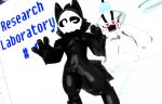 3d_(artwork) ambiguous_gender anthro black_body black_fur canid canine canis changed_(video_game) digital_media_(artwork) dr._k_(changed) duo fur gas_mask goo_creature hi_res malicekira mammal mask monster puro_(changed) red_eyes rubber white_body white_fur wolf 