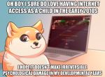  black_nose blurred_background canid canine canis computer desk doge dogelore domestic_dog english_text feral furniture hi_res humor laptop looking_at_viewer male mammal meme shiba_inu simple_background solo spitz text winter_nacht 