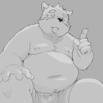  1:1 2020 anthro belly clothing hi_res humanoid_hands kemono male mammal monochrome moobs navel nipples overweight overweight_anthro overweight_male panic_exc simple_background sketch solo underwear ursid 