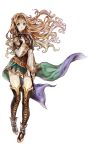  1girl alicia_(valkyrie_profile_2) blonde_hair blue_eyes boots holding holding_weapon long_hair long_sleeves skirt sword thigh_boots thighhighs valkyrie_profile vanillamieux weapon zettai_ryouiki 