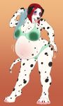  3:5 anthro belly big_belly blush breasts canid canine canis clothing dalmatian domestic_dog female hair hi_res mammal pregnant pregoo solo 