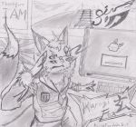  2020 anthro black_nose canid canine clothed clothing fox fur gesture graphite_(artwork) kurogi_fox_siv looking_at_viewer male mammal pencil_(artwork) salute solo tagme traditional_media_(artwork) 