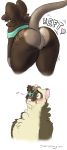  2020 anthro ashley_(themuffinly) blush butt_pose domestic_ferret facesitting female first_person_view fluffy hi_res male mammal mouse muffin_(themuffinly) murid murine mustela mustelid musteline pose rodent sitting size_difference themuffinly 