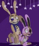  1_eye ambiguous_penetration animate_inanimate anthro anthro_on_anthro apron apron_only black_eyes bodily_fluids bow_tie buckteeth button_(fastener) clothing cum duo fan_character female female_penetrated five_nights_at_freddy&#039;s from_behind_position genital_fluids glitchtrap lagomorph leporid looking_pleasured looking_up male male/female male_penetrating male_penetrating_female mammal mostly_nude multicolored_body open_mouth penetration pink_eyes plushie rabbit saliva scut_tail sex skinny stitch_(disambiguation) stuffing tears teeth topwear unknown_artist vest video_games whiskers yellow_body 