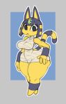  animal_crossing ankha_(animal_crossing) anthro big_butt blue_background breasts butt domestic_cat felid feline felis female hi_res looking_at_viewer mammal nintendo reddrago simple_background solo thick_thighs video_games 