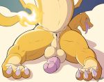  2019 3_toes anus backsack balls butt charizard claws countershading digital_media_(artwork) erection feet galaxia22 genitals hi_res humanoid_genitalia humanoid_penis inviting looking_at_viewer looking_back lying male nintendo nude on_front open_mouth penis penis_backwards perineum pok&eacute;mon pok&eacute;mon_(species) presenting presenting_anus presenting_hindquarters puffy_anus raised_tail rear_view scalie seductive sharp_teeth simple_background soles solo spread_legs spreading teeth toe_claws toes tongue tongue_out video_games white_background 