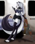  anthro canid canid_demon cellphone clothing demon female gifted_lion gun hellhound helluva_boss hi_res loona_(vivzmind) mammal phone ranged_weapon solo weapon 