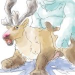  1:1 2006 anthro balls belly brown_body brown_fur butt capreoline cervid duo fur genitals kemono low_res male male/male mammal overweight overweight_male penis red_nose reindeer sketch unknown_artist white_body 