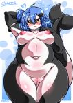  anthro blue_hair blush breasts cetacean charme delphinoid female genitals hair hi_res looking_at_viewer mammal marine nipples nude oceanic_dolphin orca pussy solo toothed_whale ymbk 