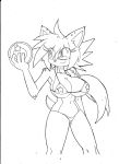  alternate_species anthro big_breasts bikini breasts bulma bulma_(dragon_ball) clothed clothing dragon_ball dragon_ball_(object) dragon_ball_z eulipotyphlan female furrification hedgehog hi_res holding_object mammal monochrome navel simple_background solo sonic_the_hedgehog_(series) superbunnygt swimwear white_background 