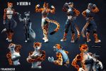  2020 3:2 3d_(artwork) anthro baseball_cap bottle breasts canid canine chest_wraps clothing digital_media_(artwork) felid female flexing fox fur hat headgear headwear hi_res hug larger_female leopard male mammal midriff muscular muscular_anthro muscular_female orange_body orange_fur pantherine purring size_difference smaller_male solo spots spotted_body spotted_fur vivon wraps zorryn zorryn_(zorryn) 