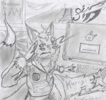  2020 absurd_res anthro black_nose canid canine clothed clothing e621 fox fur gesture graphite_(artwork) hi_res kurogi_fox_siv looking_at_viewer male mammal pencil_(artwork) salute solo traditional_media_(artwork) 