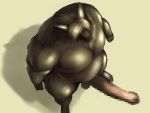  2006 anthro balls big_penis black_body censored erection genitals kemono male mammal overweight overweight_male penis simple_background unknown_artist 