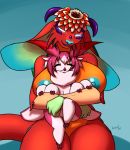  2020 anthro areola breasts digital_media_(artwork) duo female fur furball_(artist) hair nipples nude purple_hair red_body red_fur red_hair smile young 