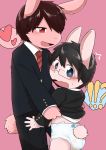  anthro blush clean_diaper diaper diaper_fetish duo hi_res lagomorph leporid male male/male mammal rabbit satsuki_rabbit simple_background smile young 