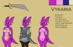  anthro armor clothed clothed/nude clothing english_text female foxbl_(artist) hi_res kobold nude reference_image smile solo text 