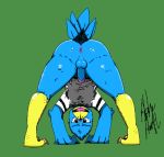  anthro avian balls berdly bird butt crazybluedog.exe_(artist) deltarune digitigrade edit genitals humanoid_genitalia humanoid_penis male penis presenting presenting_hindquarters solo solo_focus video_games 