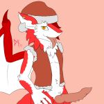  1:1 anthro christmas clothed clothing destruteka digital_drawing_(artwork) digital_media_(artwork) dragon erection fur genitals hair holidays hybrid male penis rotip sergal simple_background solo tongue tongue_out 