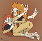  barefoot disney duo eda_(the_owl_house) eyewear feet female foot_focus glasses hair hi_res humanoid humanoid_pointy_ears lilith_clawthorne mrchasecomix not_furry orange_hair sibling sister sisters soles the_owl_house toes young 