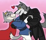  anthro canid canine canis cartoon_network clothed clothing duo fur grey_body grey_fur holding_partner horsemanoftheapocalypse male male/male mammal romantic_ambiance romantic_couple the_prince_(trick_moon) trick_moon wolf 