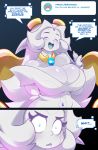  ask_blog big_breasts breasts chalo cleavage clothed clothing comic english_text eyes_closed female ghost hi_res humanoid hybrid nanozell_spirit phi_(chalo) smile solo speech_bubble spirit text wide_eyed 