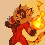  1:1 2019 4_fingers anthro black_nose bodysuit bulge cheetah claws clothed clothing costume digital_drawing_(artwork) digital_media_(artwork) elemental_manipulation felid feline fingers fire fire_manipulation fur gamblepaws glistening gradient_background hi_res male mammal multicolored_body multicolored_fur pyre_(gamblepaws) red_eyes rubber simple_background skinsuit smile solo spots spotted_body spotted_fur standing superhero superhero_costume tight_clothing white_body white_fur yellow_body yellow_fur 
