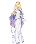  1girl bangs blonde_hair blue_eyes breasts cape dress fire_emblem fire_emblem:_the_sacred_stones fire_emblem_heroes full_body highres hood long_dress long_hair long_sleeves medium_breasts natasha_(fire_emblem) official_art solo transparent_background white_footwear 