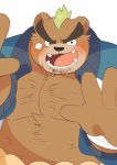  0119_muu 2020 anthro ashigara blush brown_body brown_fur clothed clothing fur hi_res humanoid_hands kemono male mammal overweight overweight_anthro overweight_male simple_background solo tokyo_afterschool_summoners ursid video_games white_background 