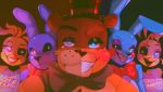  ! 2020 ambiguous_gender animatronic anthro avian beak bib bird black_eyebrows black_nose black_sclera blonde_hair blue_background blue_body blue_ears blue_eyes bonnie_(fnaf) bow_tie brown_body brown_ears brown_eyebrows brown_fur buckteeth chica_(fnaf) chicken close-up clothing english_text eyebrows eyelashes female five_nights_at_freddy&#039;s five_nights_at_freddy&#039;s_2 freddy_(fnaf) fur galliform gallus_(genus) glowing glowing_eyes green_background green_eyes hair half-closed_eyes hat headgear headwear hi_res lagomorph larahhhhhhish leporid lipstick long_ears looking_aside looking_at_viewer looking_away machine makeup male mammal multicolored_eyes multicolored_sclera narrowed_eyes open_mouth orange_beak phasianid pink_eyes pink_sclera portrait purple_body purple_ears rabbit red_background red_eyes robot round_ears short_hair simple_background smile standing teeth text top_hat toy_bonnie_(fnaf) toy_chica_(fnaf) toy_freddy_(fnaf) ursid video_games white_body white_eyes yellow_body 