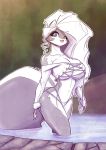  anthro big_breasts black_body black_fur blue_eyes breasts chloe_sinclaire cleavage clothed clothing conditional_dnp female fur hair jollyjack looking_at_viewer mammal mephitid off_shoulder panties partially_submerged skimpy skunk solo underwear water wet white_body white_fur white_hair wide_hips 