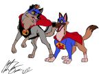  black_eyes canid canine canis cape chip_&#039;n_dale_rescue_rangers clothing disney domestic_dog flash_the_wonder_dog fur grey_body grey_fur kitara_(morteneng22) male mammal mask morteneng22 open_mouth orange_eyes smile superhero tongue tongue_out wolf yellow_sclera 