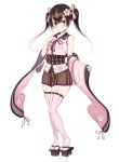  1girl absurdres brown_eyes brown_hair character_request collarbone copyright_request detached_sleeves eyebrows_visible_through_hair full_body greatmosu hand_on_own_chest highres long_hair multicolored_hair pink_hair pink_legwear solo thighhighs twintails two-tone_hair 